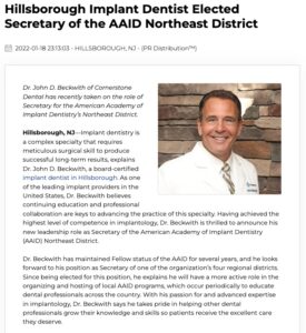 Dr. Beckwith has been named the Secretary of the AAID’s Northeast District.