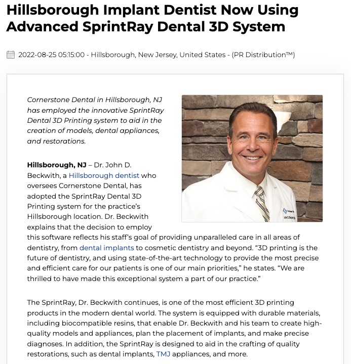 Hillsborough Dentist Employs SprintRay Dental 3D System